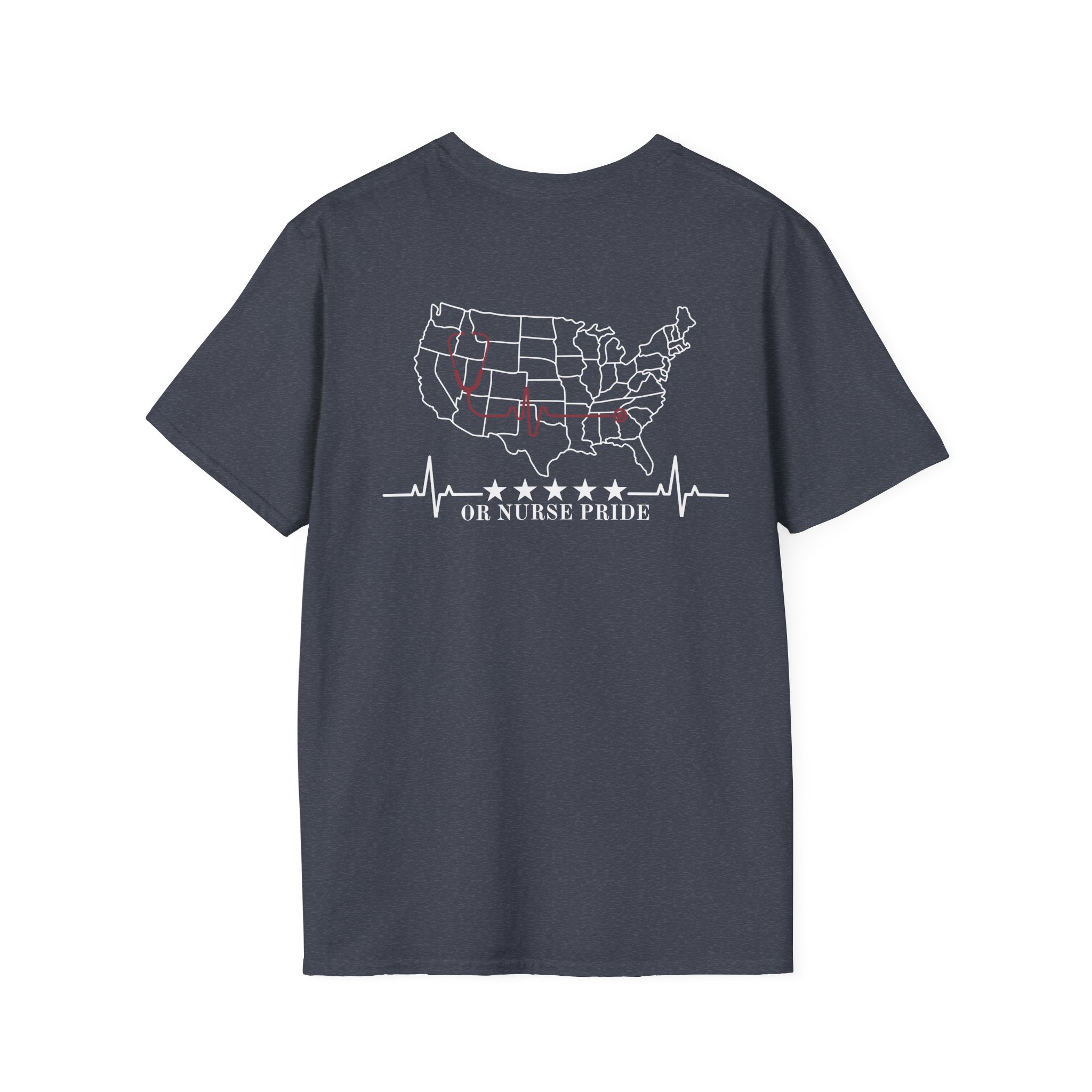 Nurse Pride T‑Shirt — US Map ECG Design with ' OR Nurse Pride' Graphic Nurse T-Shirt