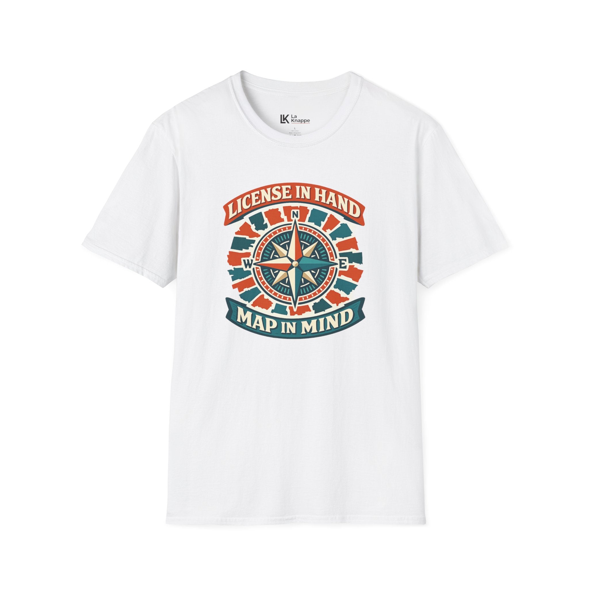 Compass Graphic T-Shirt — "License in Hand, Map in Mind" Adventure Tee for Travel Nurses RN and Adventure Tees