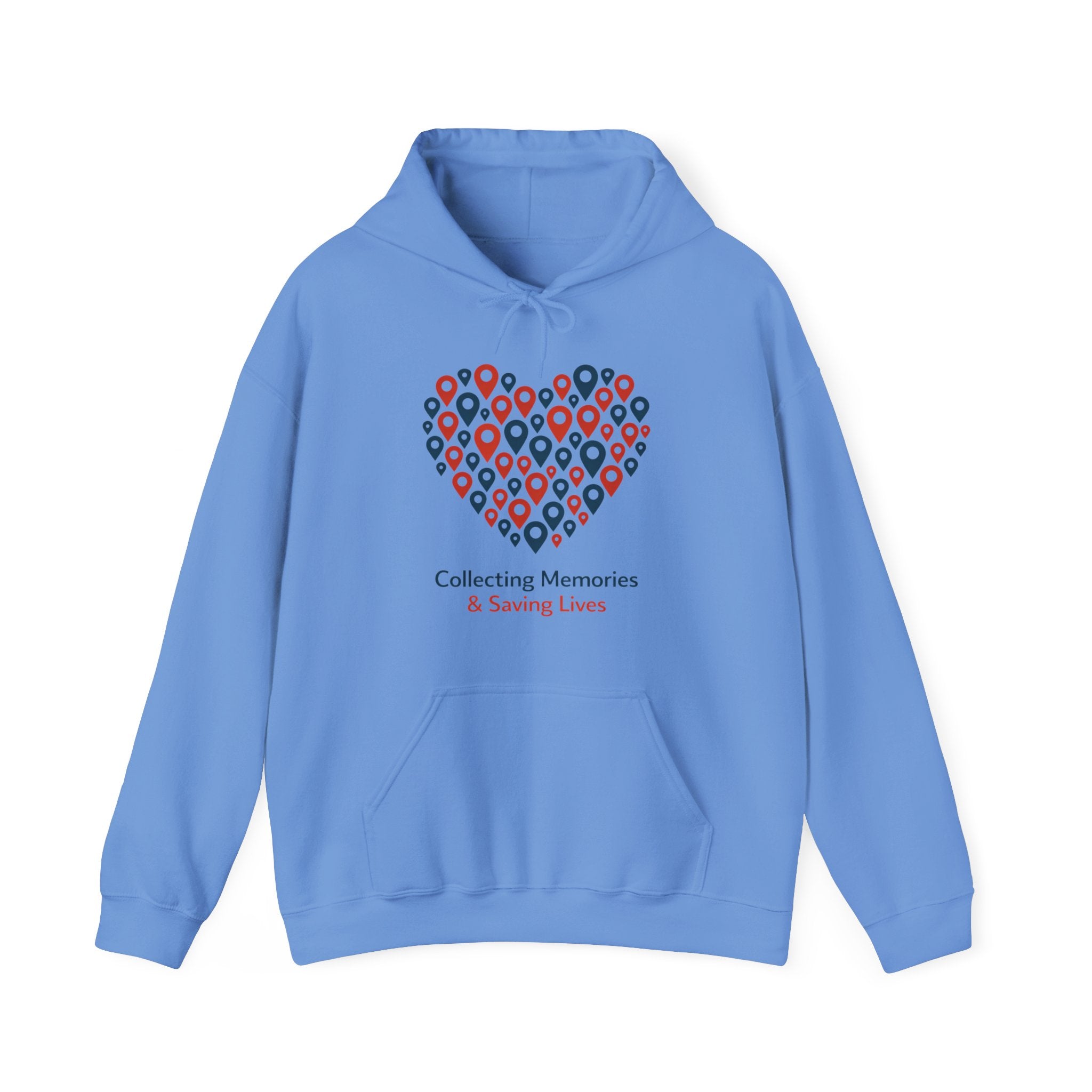 Hoodie — 'Collecting Memories & Saving Lives' Heart Pin Map Design Travel Nurse Hoodie