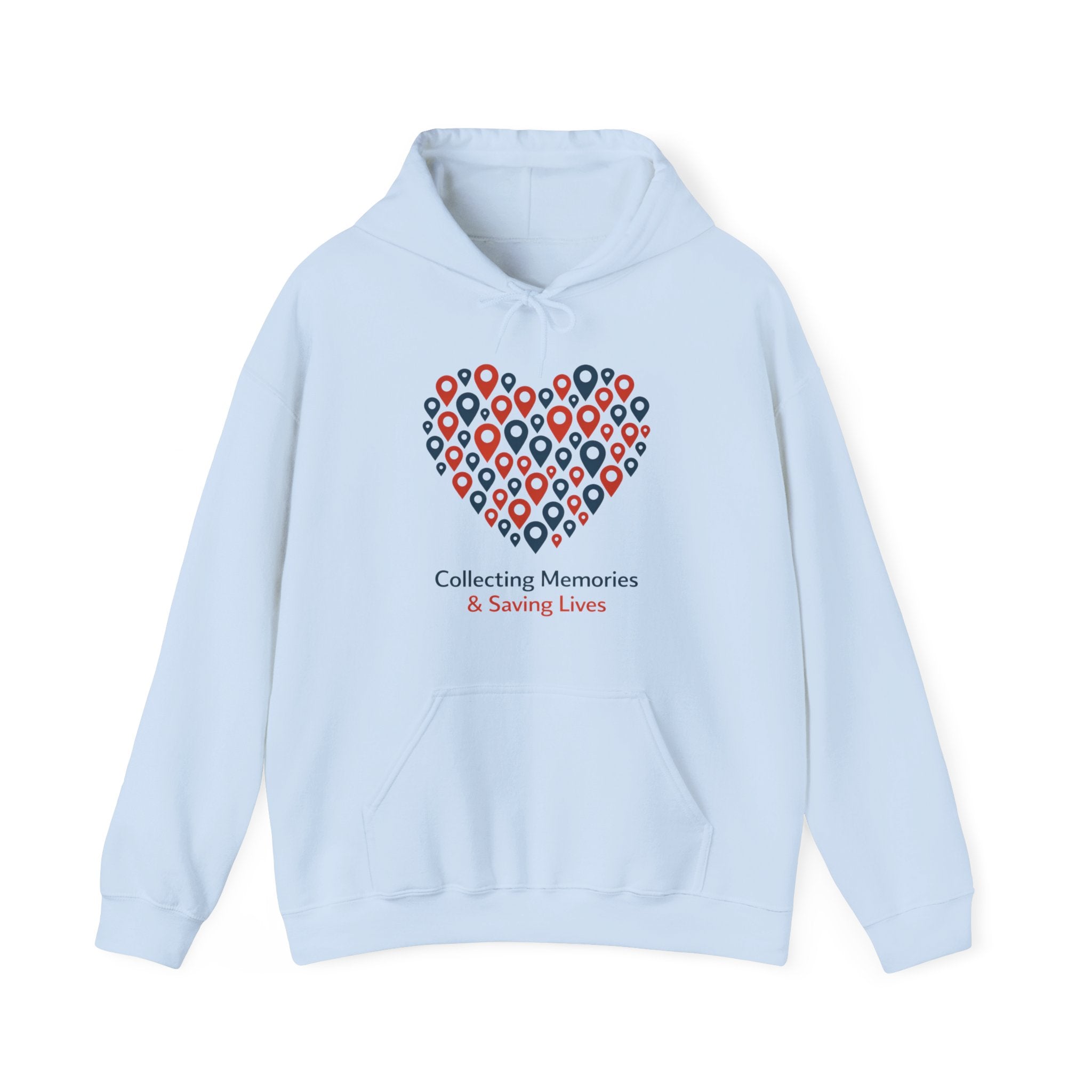 Hoodie — 'Collecting Memories & Saving Lives' Heart Pin Map Design Travel Nurse Hoodie