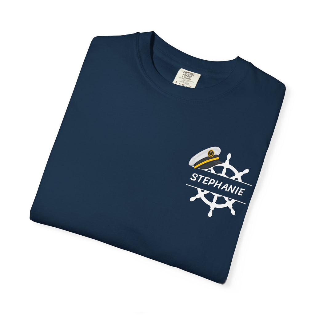 Customize NurseCon At Sea 2026 Cruise Crew T-Shirt — Personalized Name Nurse Nautical Blue Tee