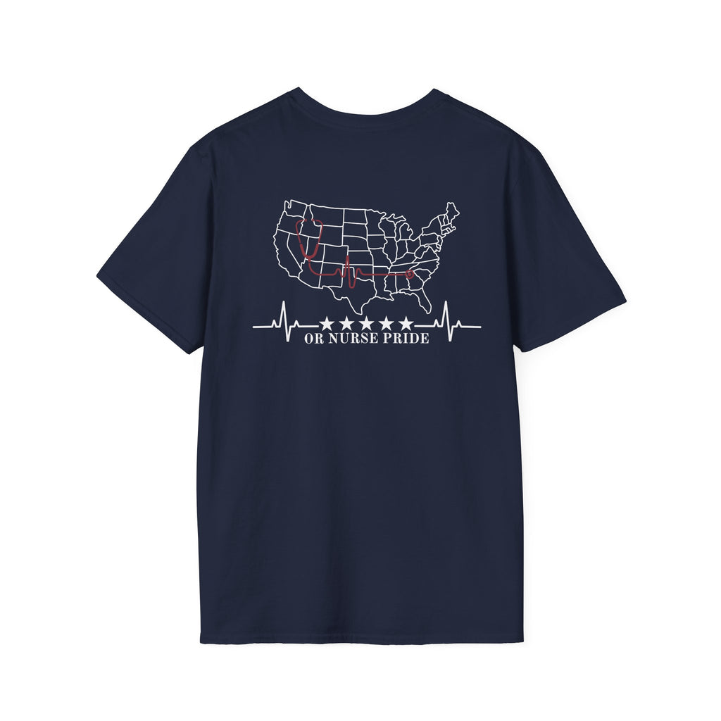 Nurse Pride T‑Shirt — US Map ECG Design with ' OR Nurse Pride' Graphic Nurse T-Shirt