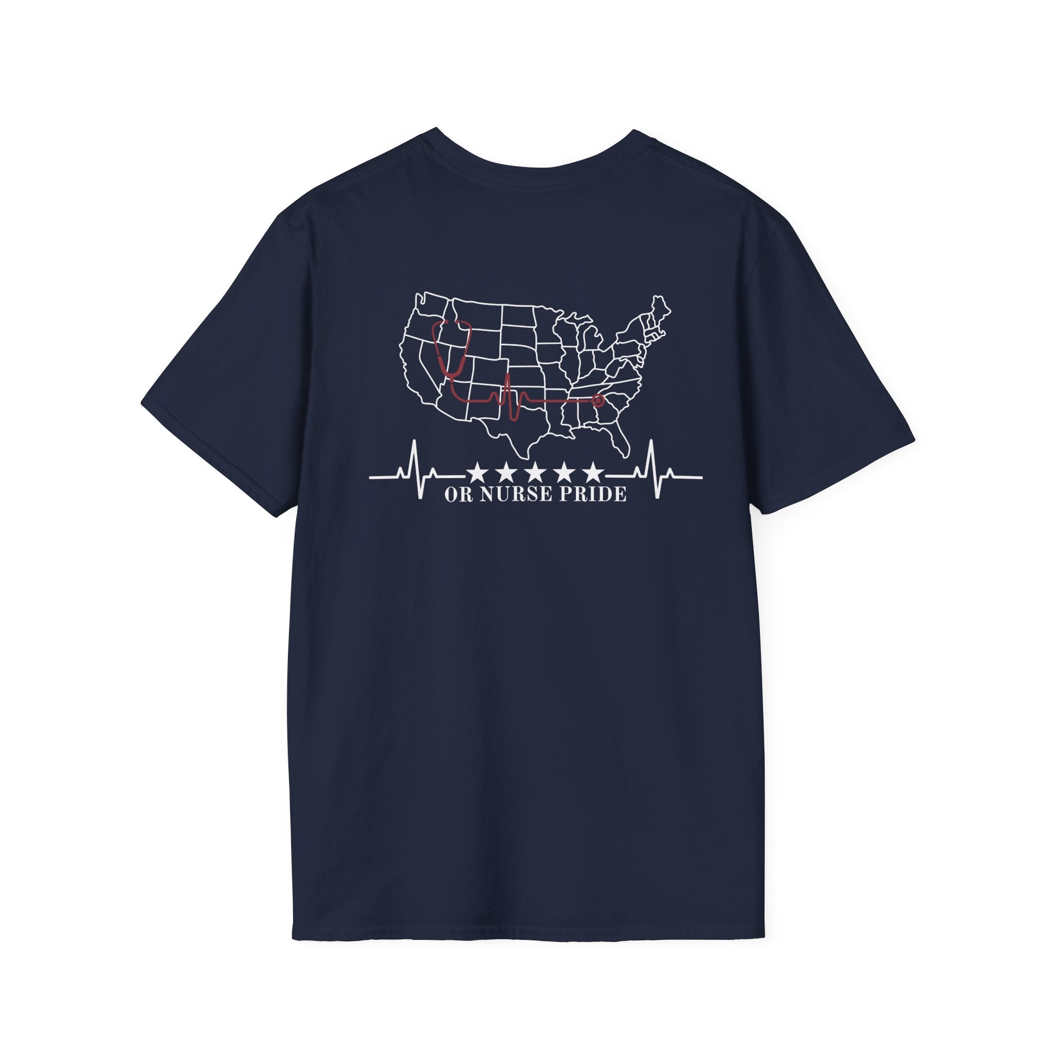 Nurse Pride T‑Shirt — US Map ECG Design with ' OR Nurse Pride' Graphic Nurse T-Shirt