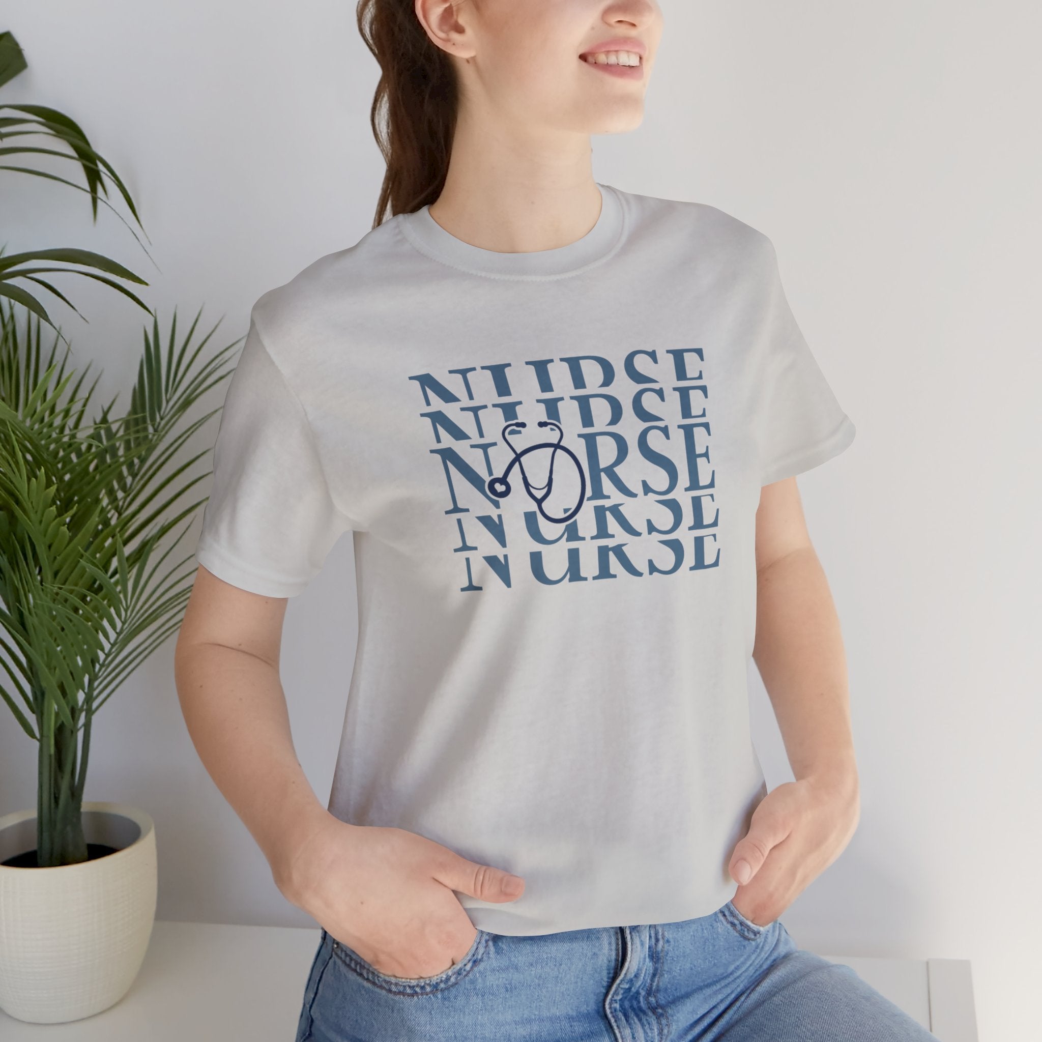 Nurse Stethoscope Graphic Tee — Repeating 'NURSE' Design Student Nurse Cool Nurse Gift For Nurse