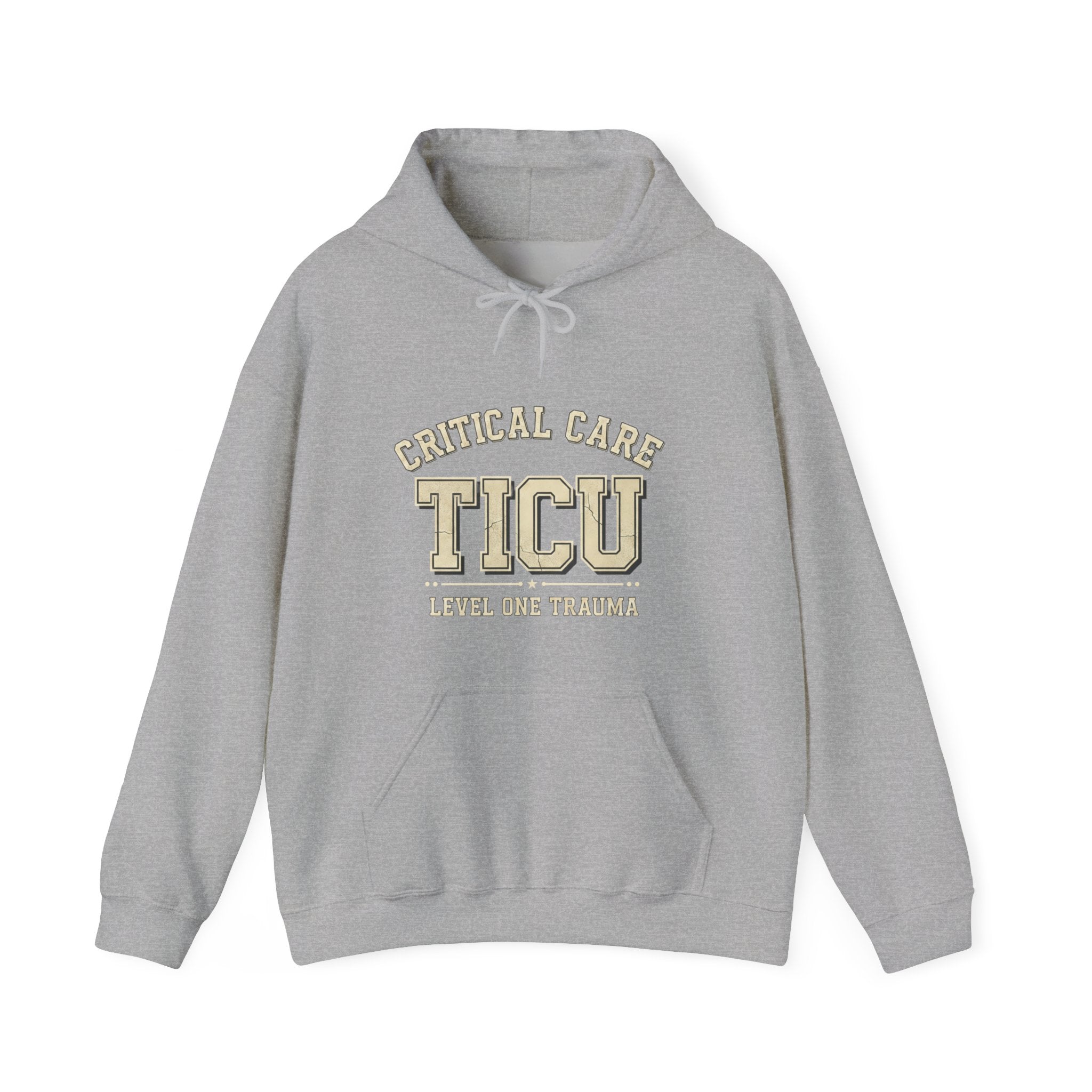 TICU Critical Care Hoodie - Level One Trauma Sweatshirt for Nurses & ICU Staff