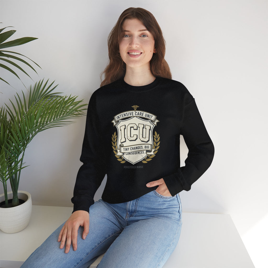 ICU Crest Sweatshirt — Intensive Care Unit Nurse & Doctor Gift