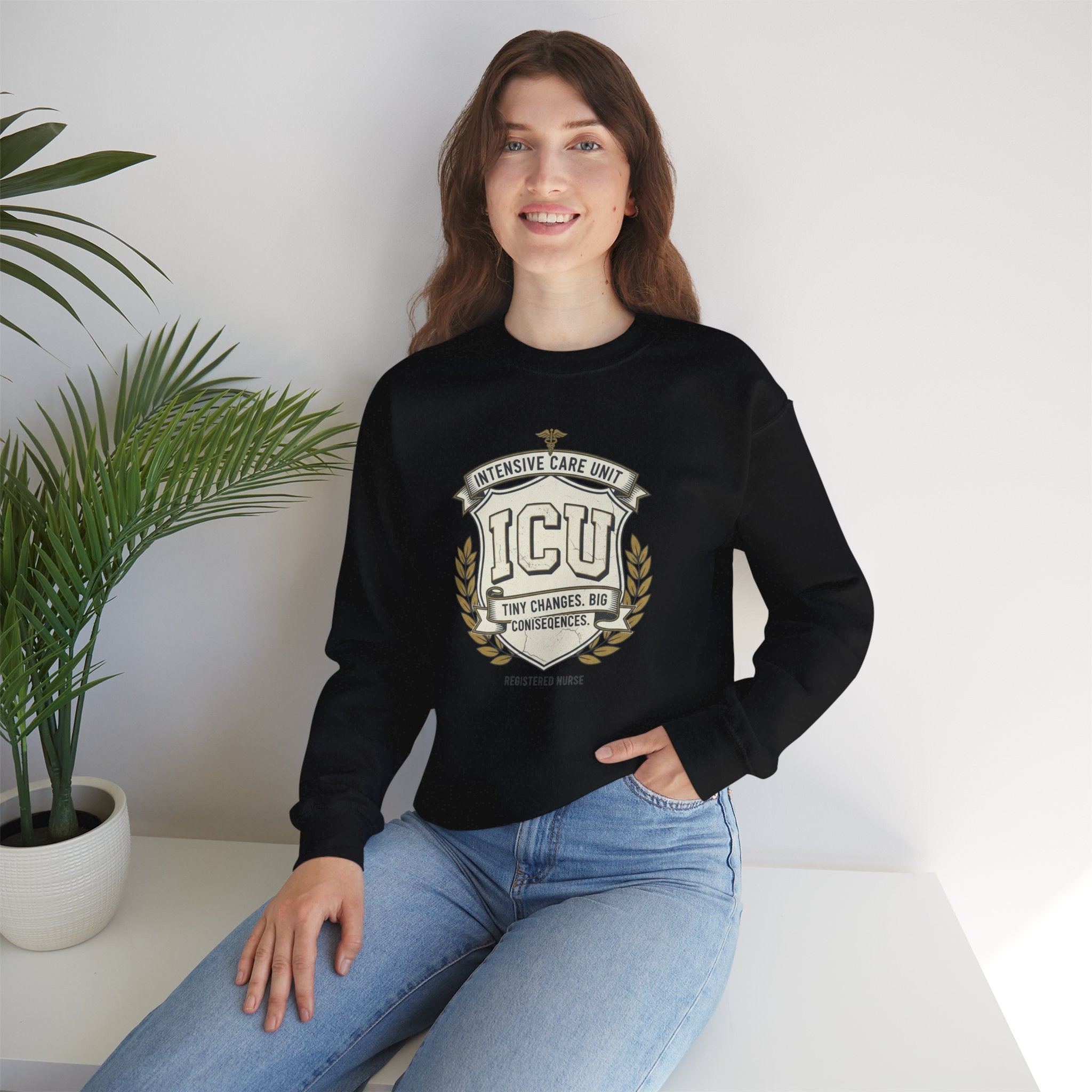ICU Crest Sweatshirt — Intensive Care Unit Nurse & Doctor Gift