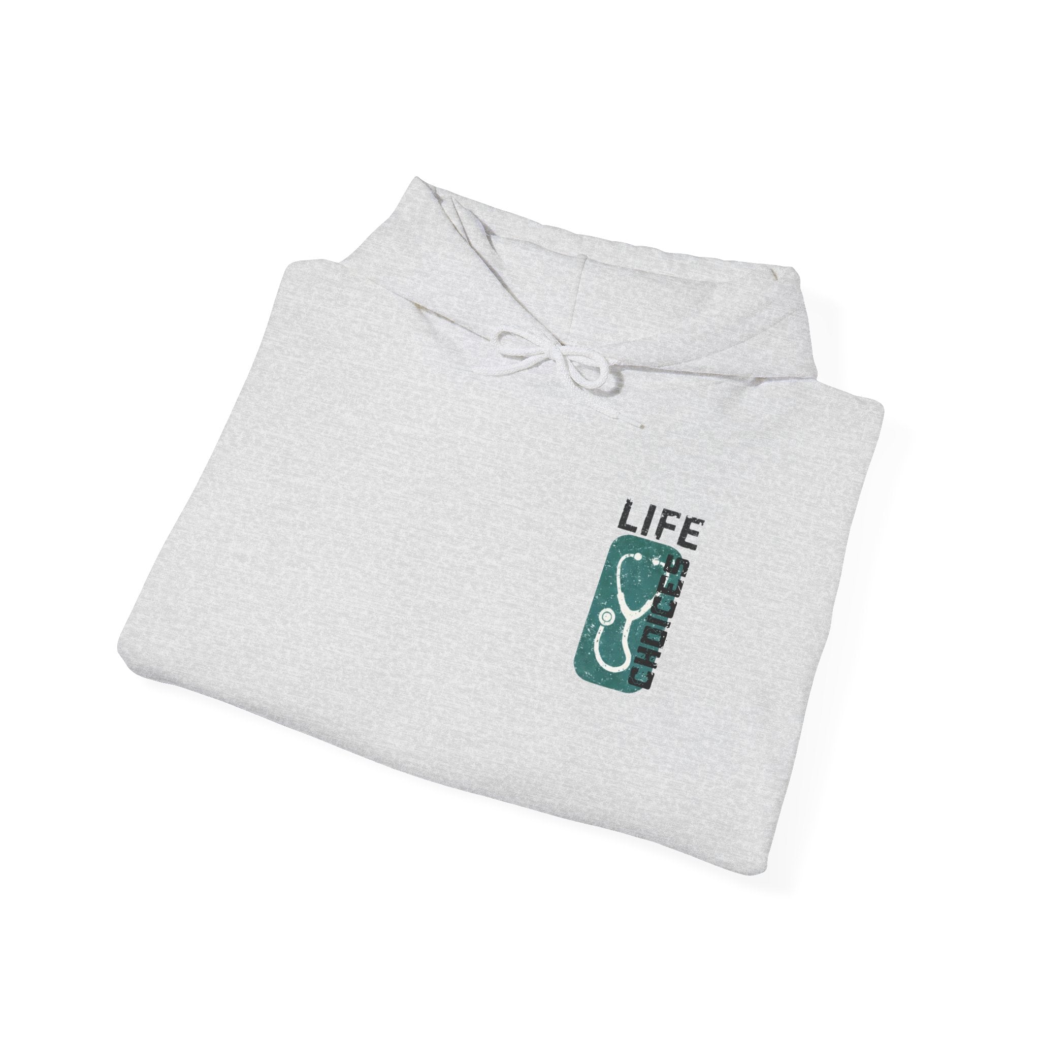 Hoodie — "Life Is Full of Choices" Stethoscope, Coffee & IV Nurse Cozy Pullover