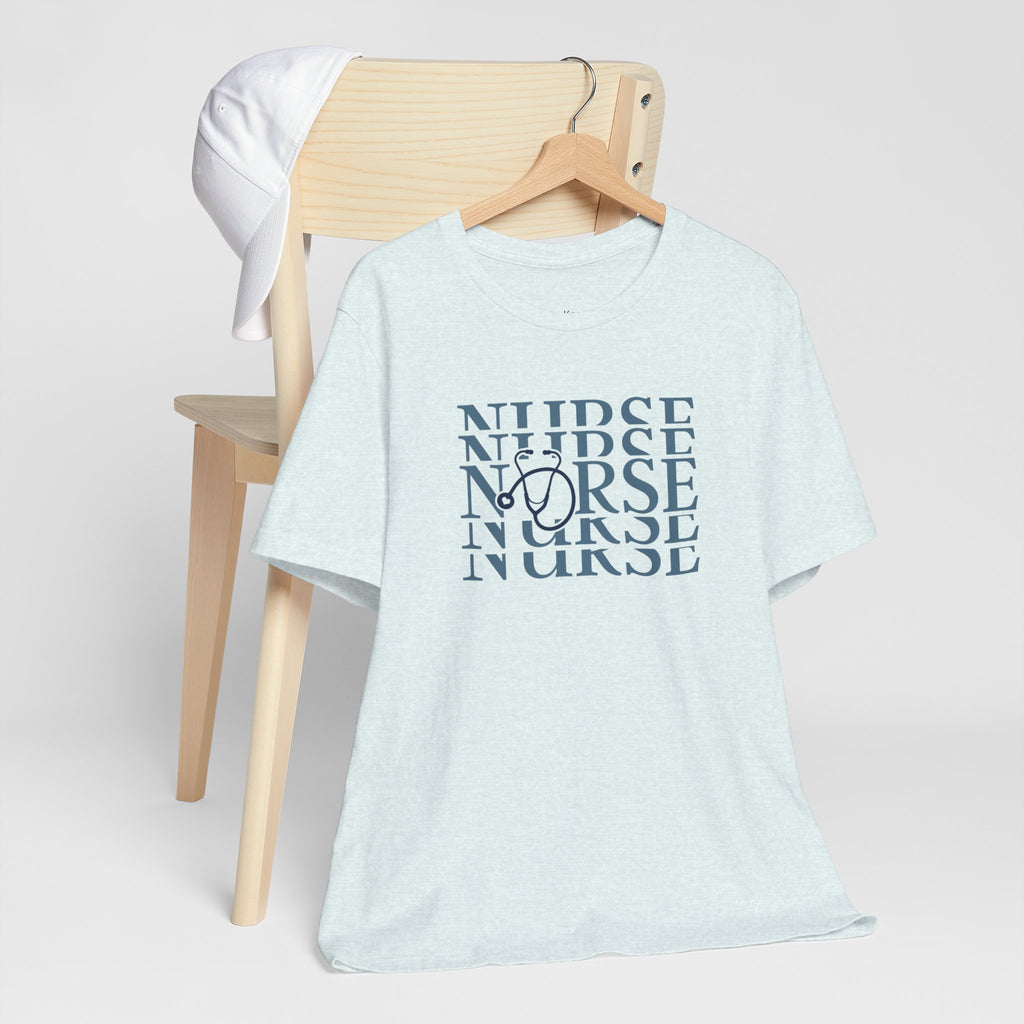 Nurse Stethoscope Graphic Tee — Repeating 'NURSE' Design Student Nurse Cool Nurse Gift For Nurse