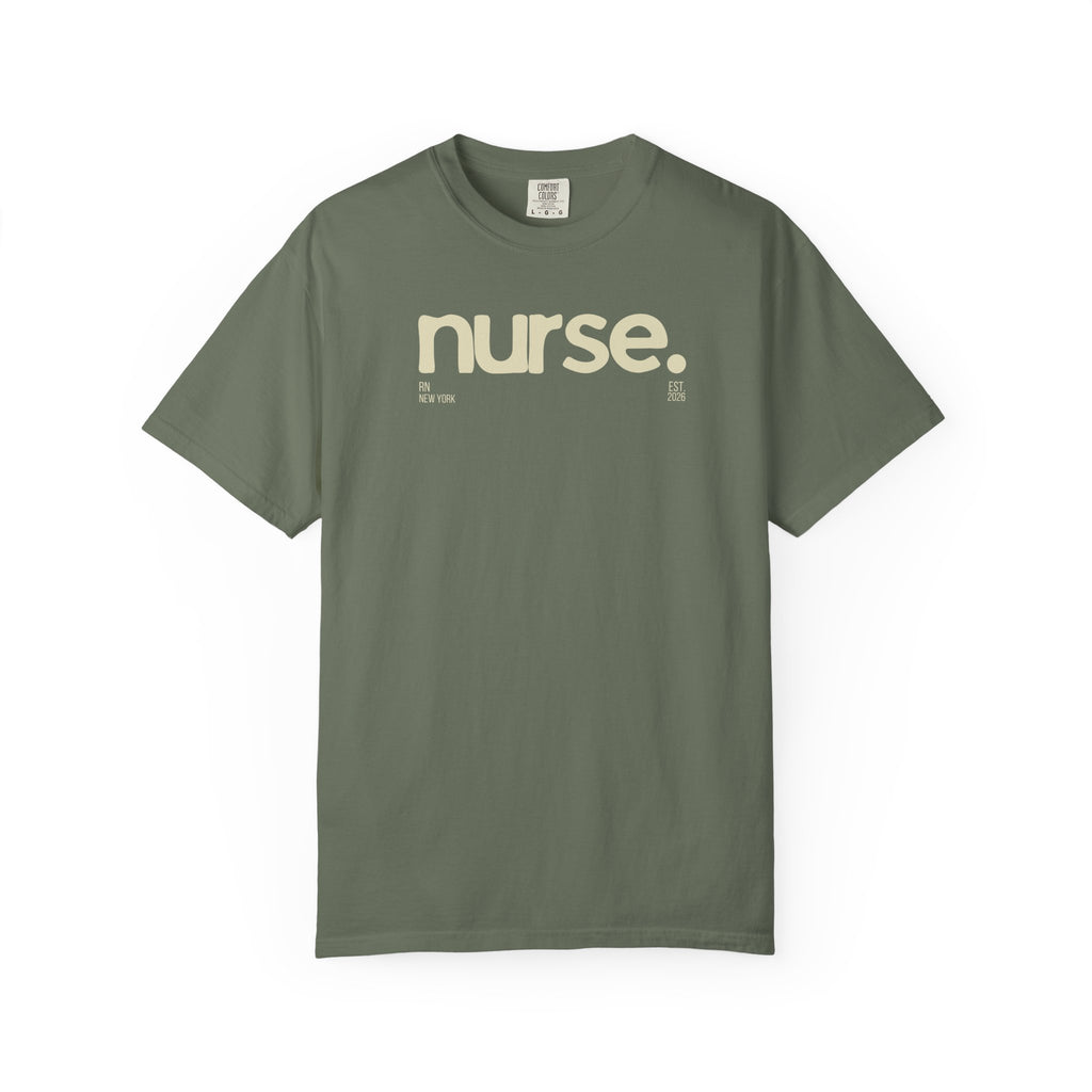 Nurse New York Garment-Dyed T-Shirt — Retro 'nurse.' Graphic Tee for Nurses, Gifts & Workwear
