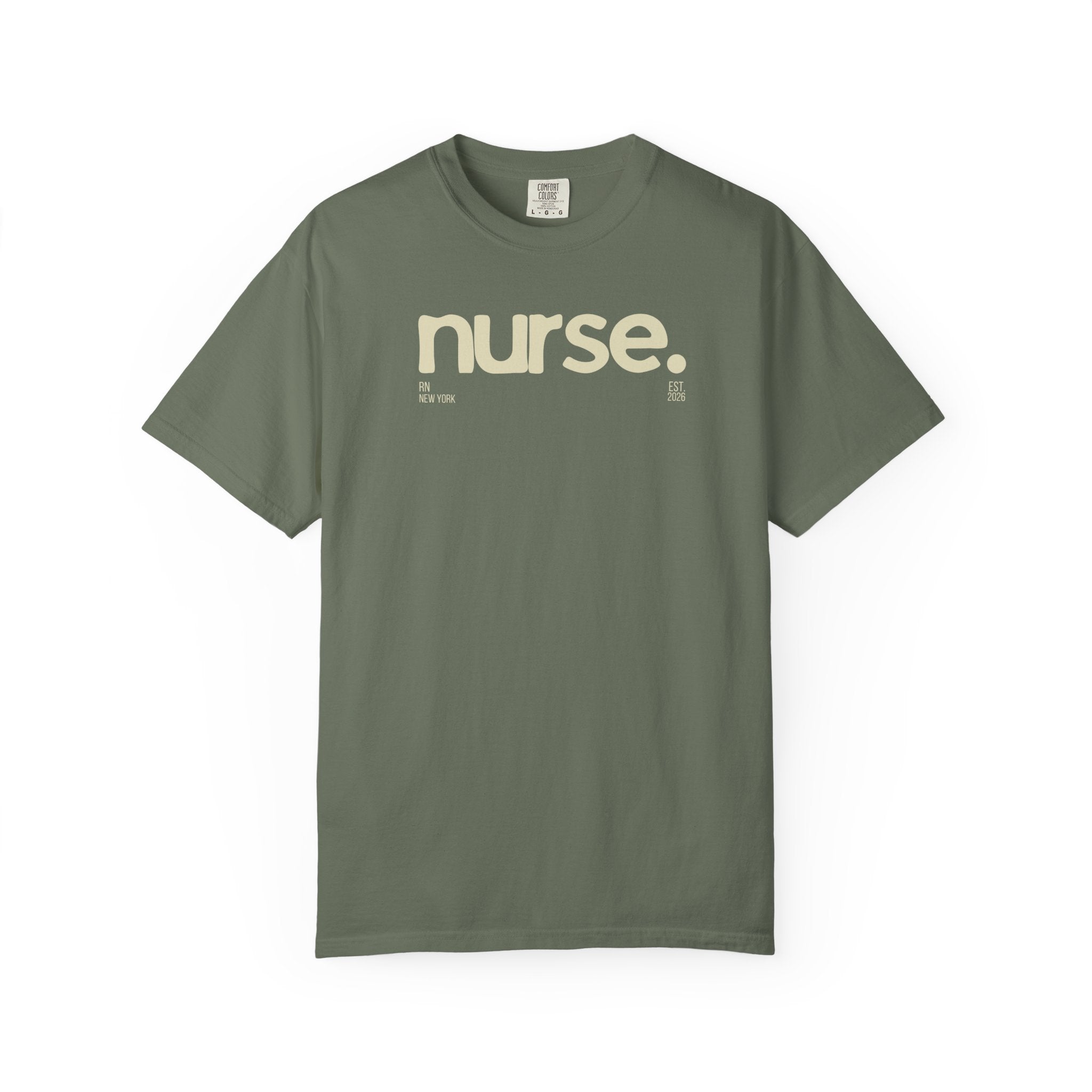 Nurse New York Garment-Dyed T-Shirt — Retro 'nurse.' Graphic Tee for Nurses, Gifts & Workwear