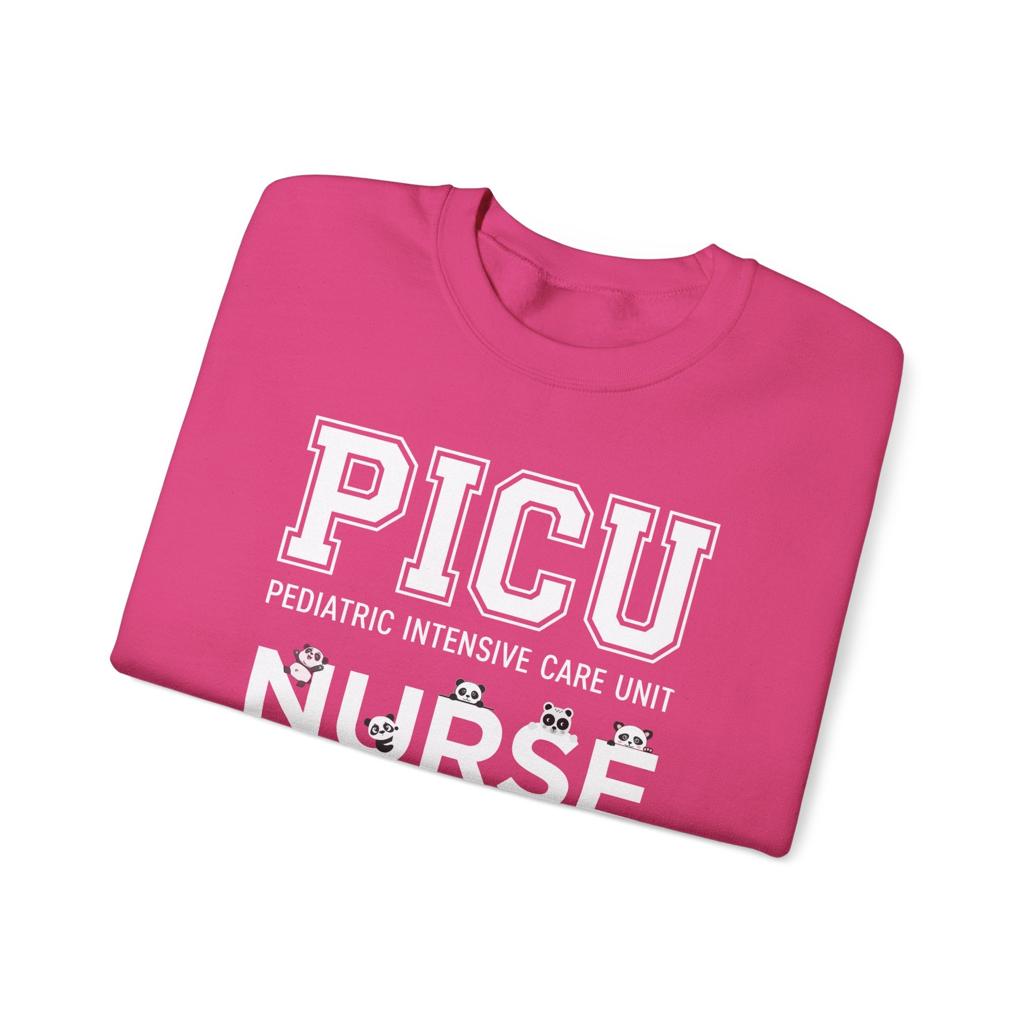 PICU Nurse Crewneck Sweatshirt – Pediatric Intensive Care Unit Nurse Pullover With Cute Panda