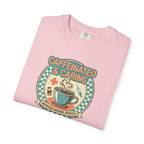 Caffeinated & Caring Nurse T‑Shirt — Retro Coffee Nursing Tee