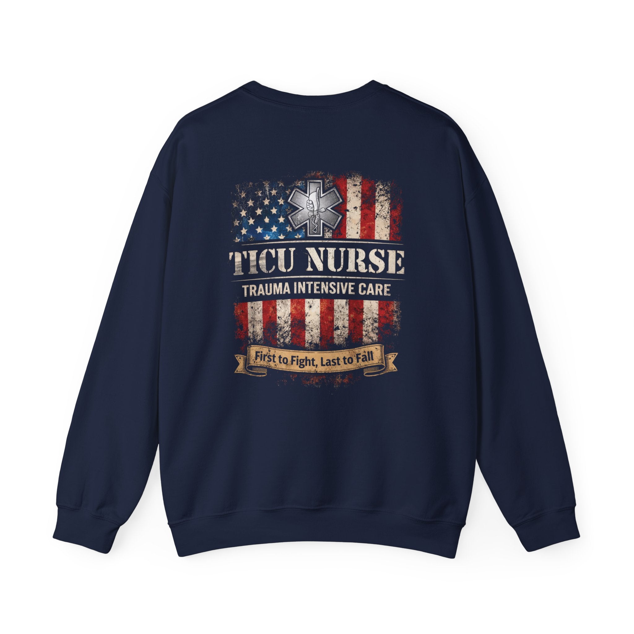 Trauma Nurse TICU- Patriotic Trauma Crewneck - Graphic Sweatshirt