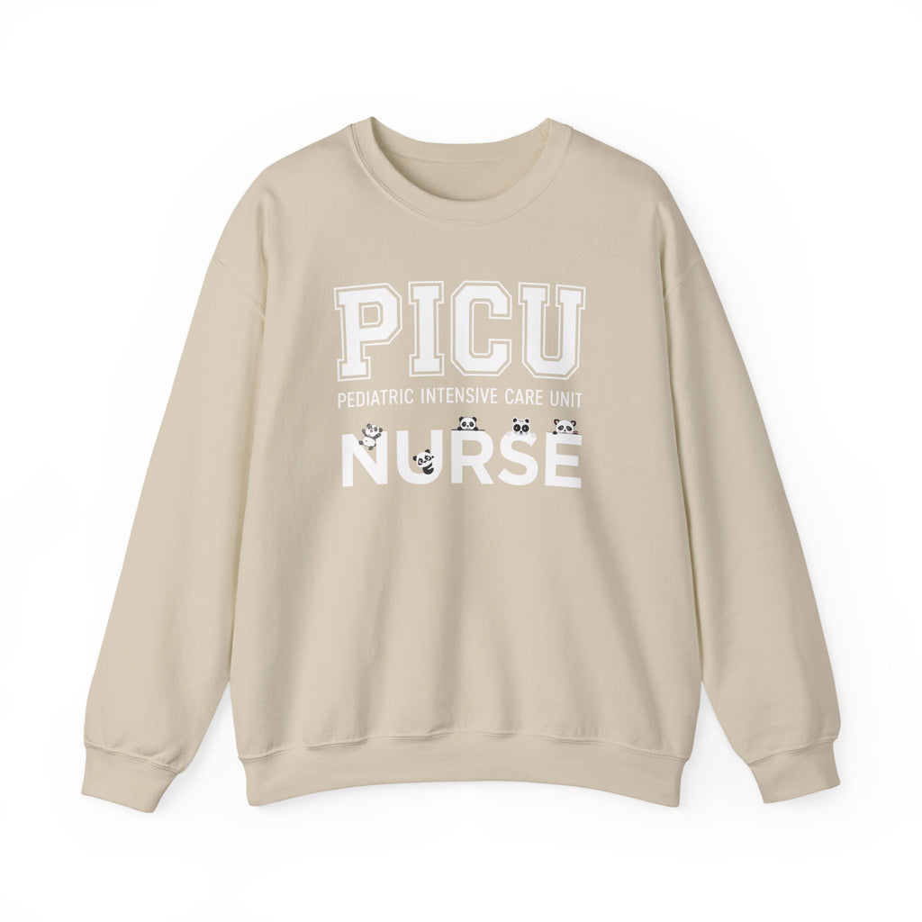 PICU Nurse Crewneck Sweatshirt – Pediatric Intensive Care Unit Nurse Pullover With Cute Panda