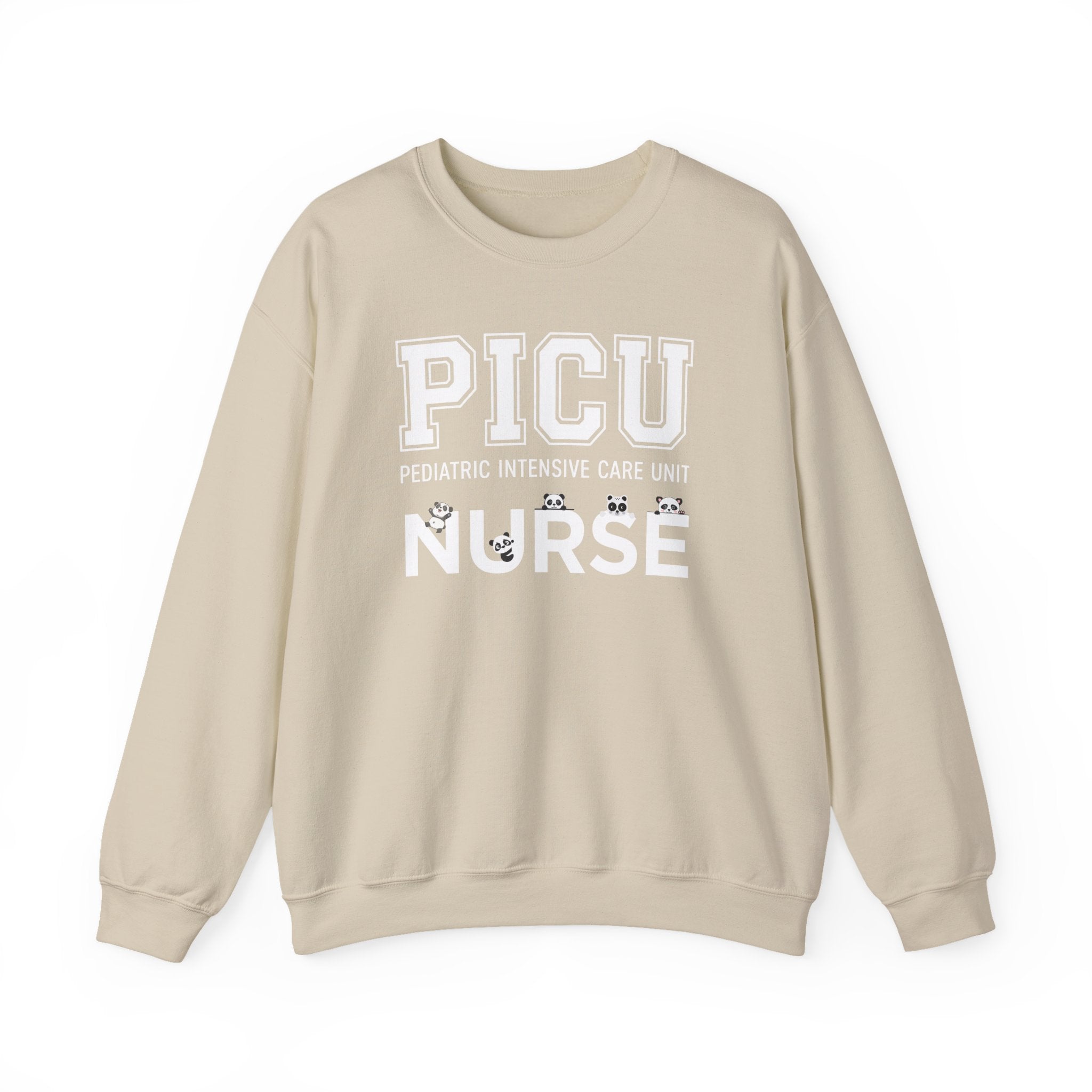 PICU Nurse Crewneck Sweatshirt – Pediatric Intensive Care Unit Nurse Pullover With Cute Panda