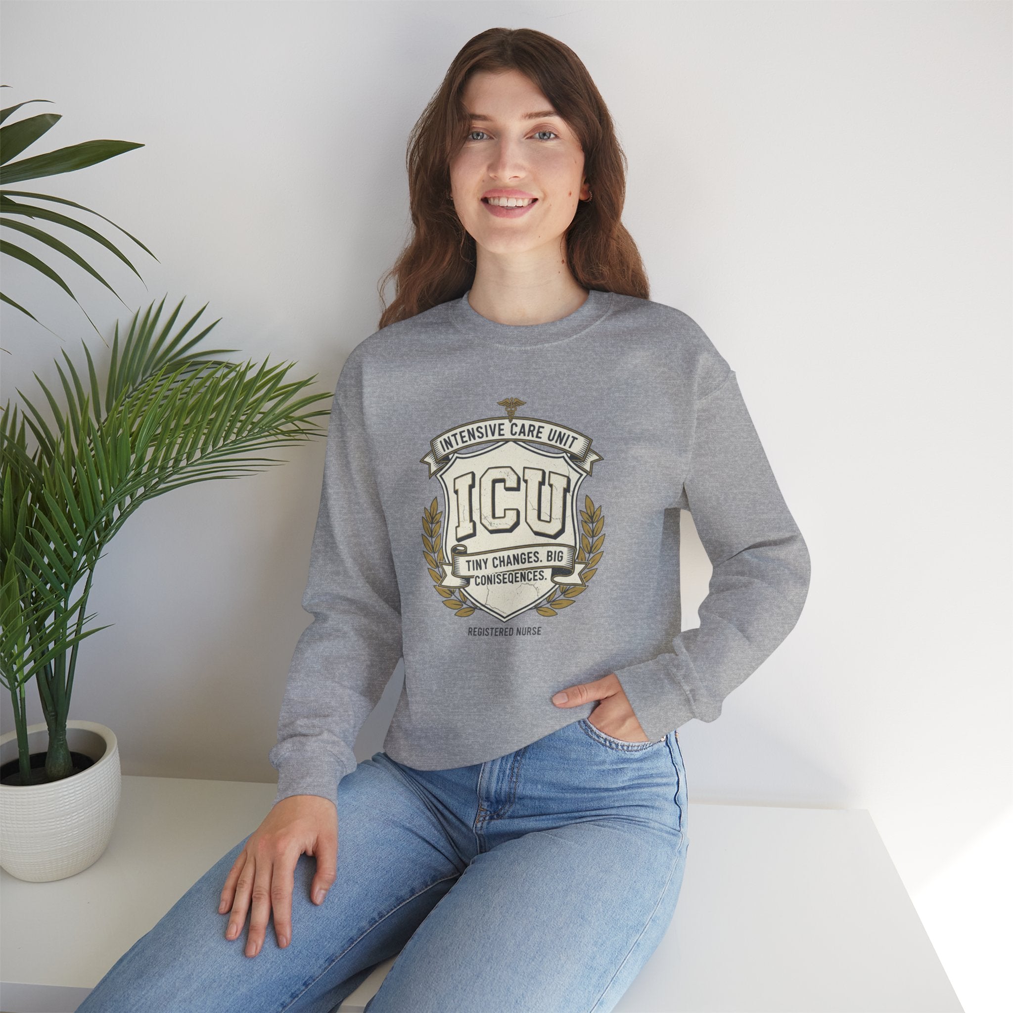 ICU Crest Sweatshirt — Intensive Care Unit Nurse & Doctor Gift