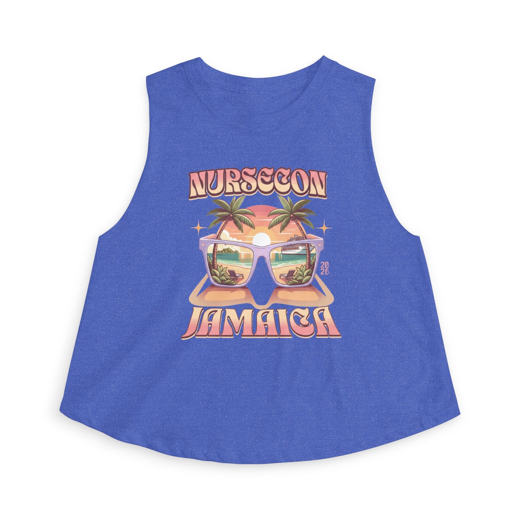 Nurse Conference Cruise Trip Crop Top  Jamaica NurseCon 2026 Tropical Palm & Drink Graphic Nurse T- Shirt