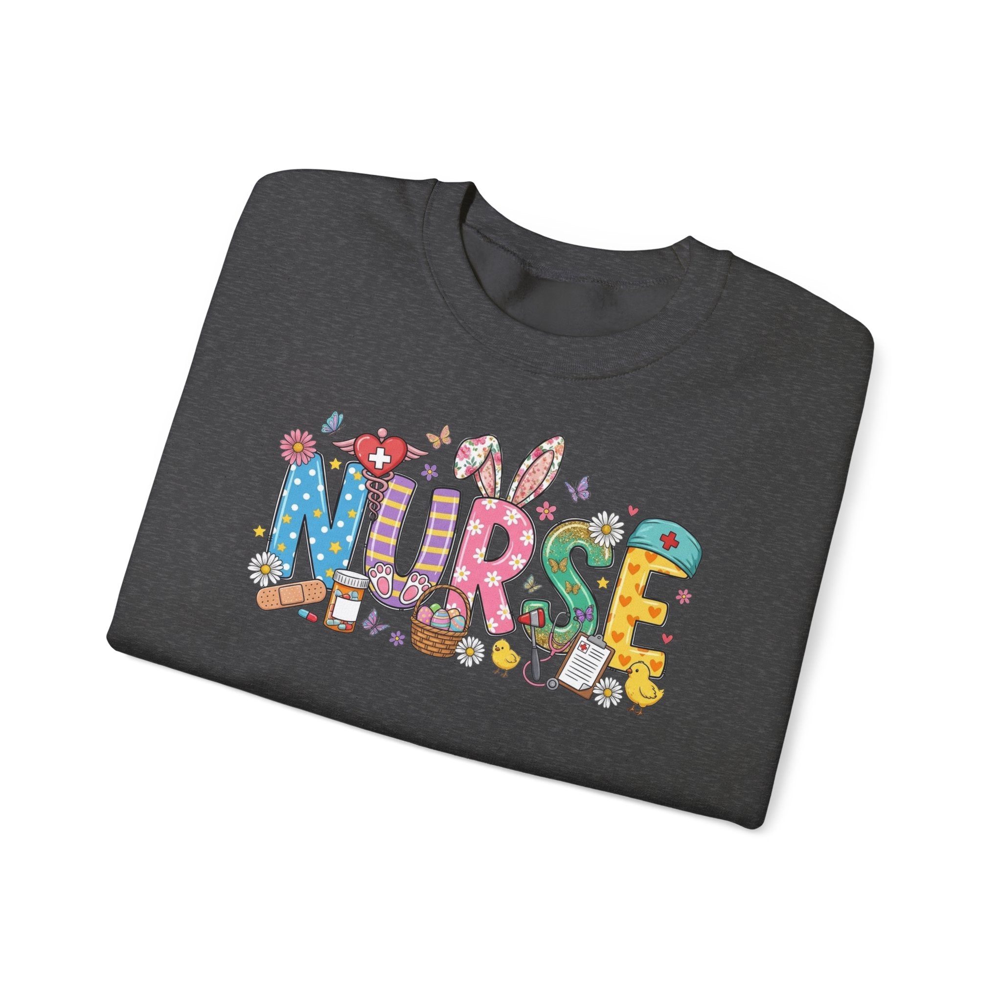 Nurse Easter Sweatshirt — Bunny Ears & Easter Egg Hunt Design