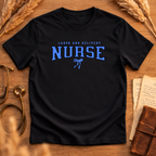 Labor and Delivery Blue Bow Graphic Tee Adult Softstyle T-Shirt