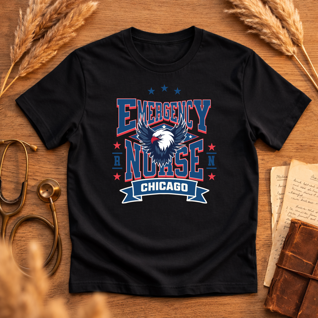 ER Nurse Chicago Graphic Eagle Tee - Adult Softstyle T-Shirt