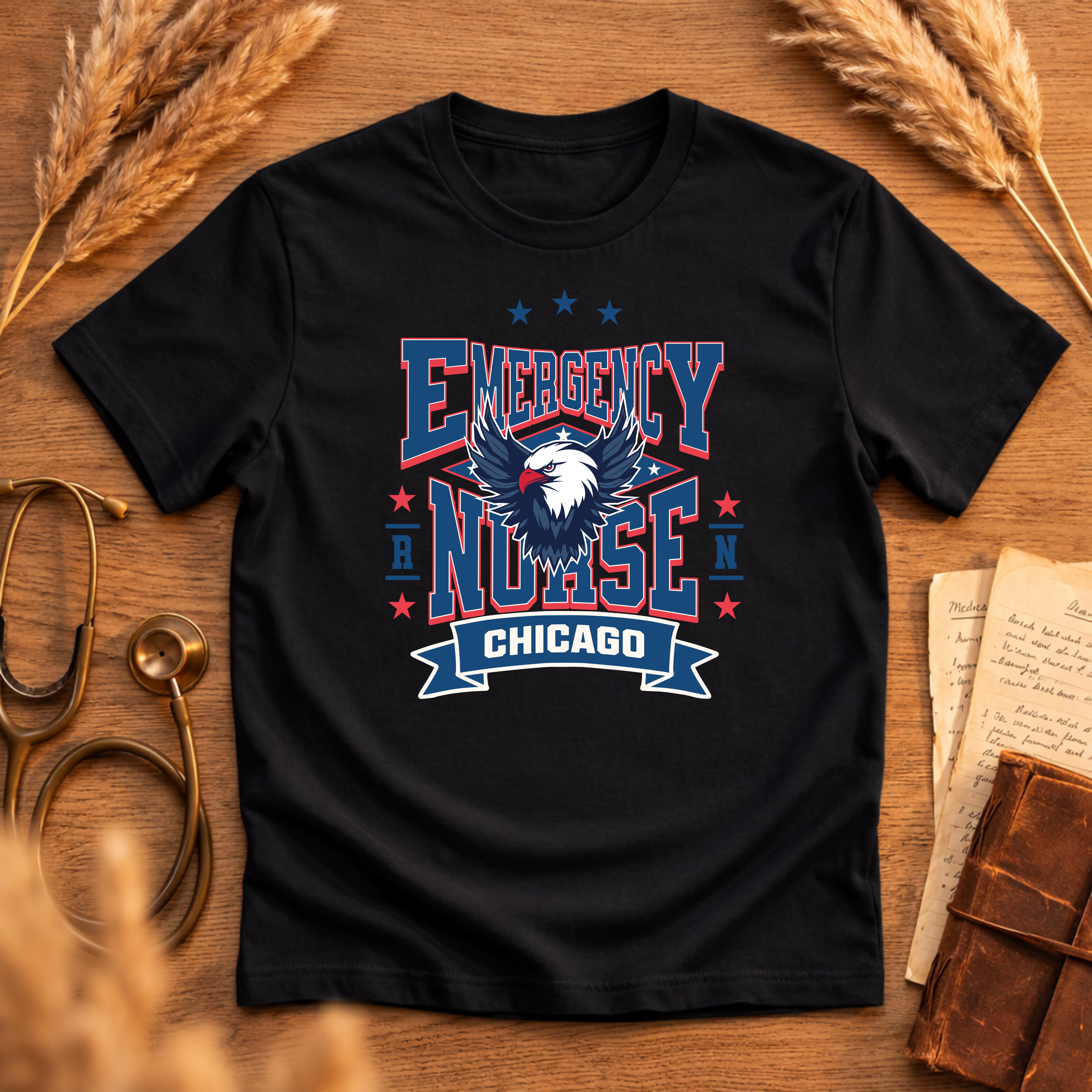 ER Nurse Chicago Graphic Eagle Tee - Adult Softstyle T-Shirt