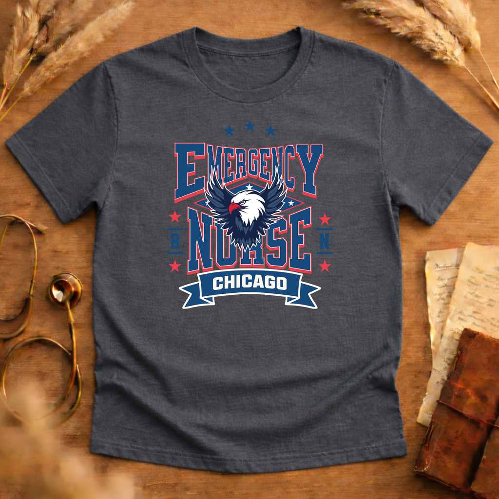 ER Nurse Chicago Graphic Eagle Tee - Adult Softstyle T-Shirt