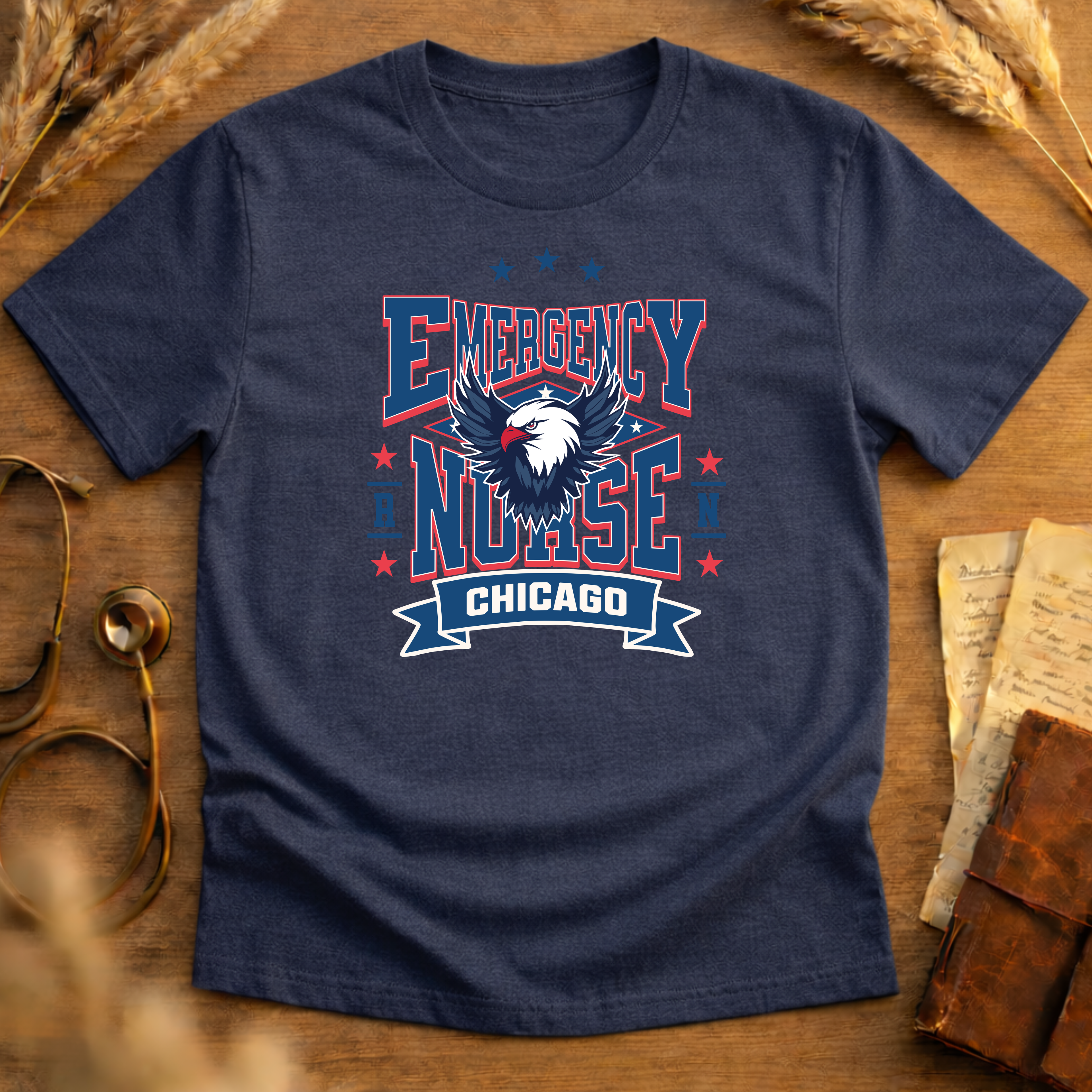 ER Nurse Chicago Graphic Eagle Tee - Adult Softstyle T-Shirt