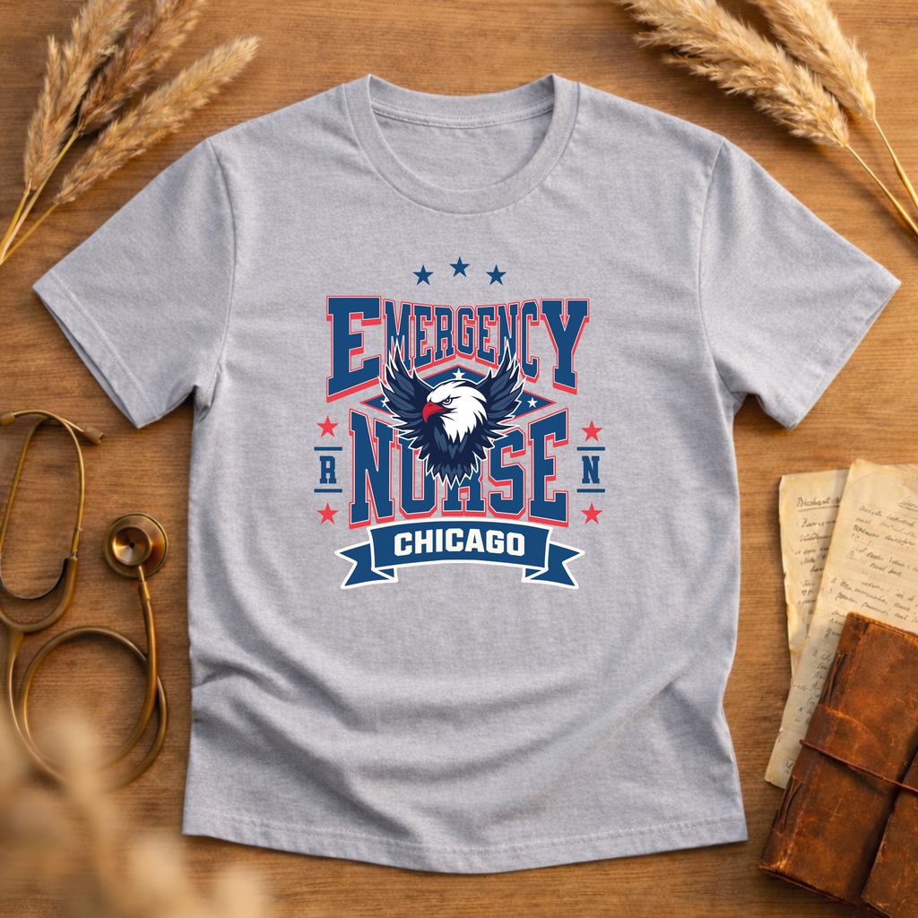 ER Nurse Chicago Graphic Eagle Tee - Adult Softstyle T-Shirt