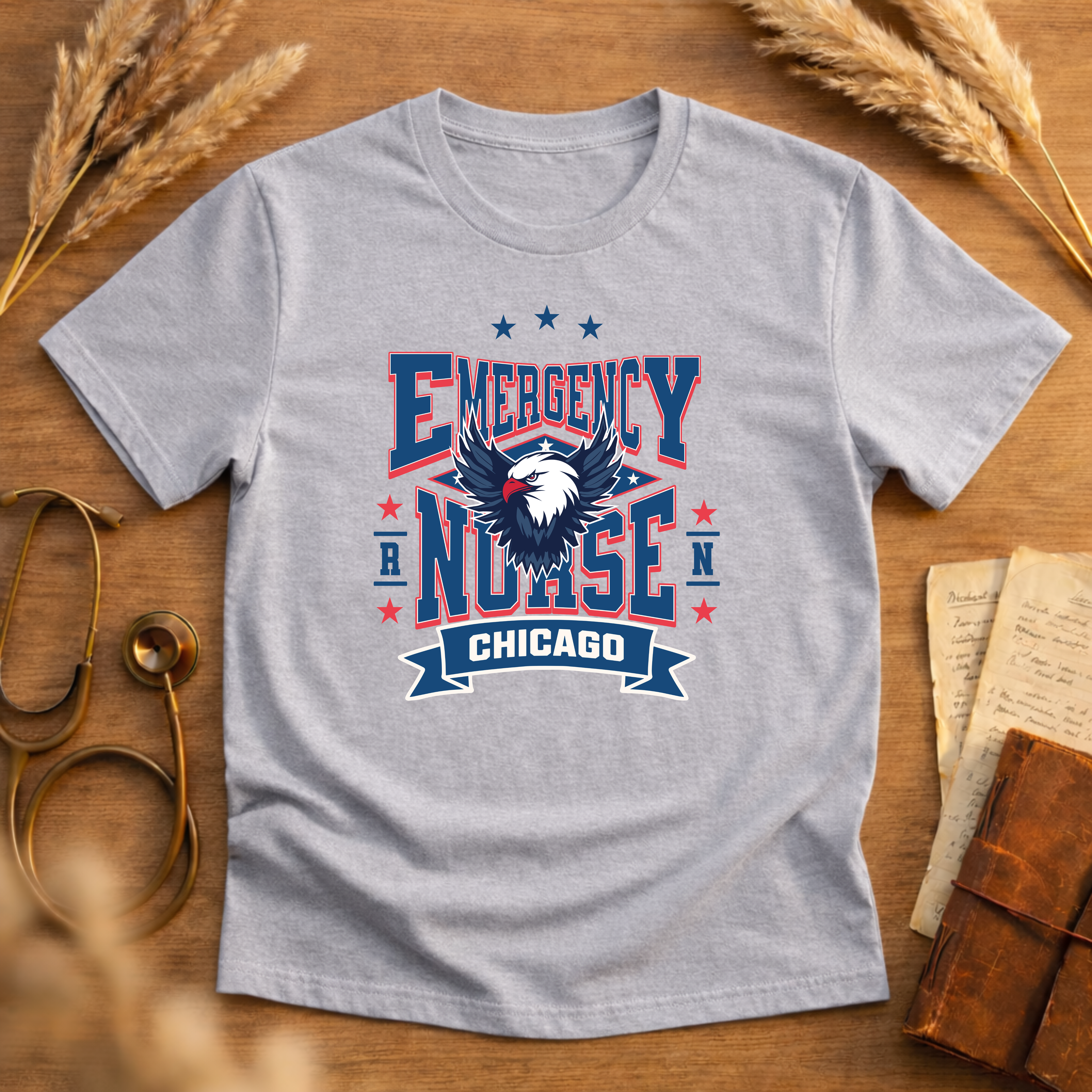 ER Nurse Chicago Graphic Eagle Tee - Adult Softstyle T-Shirt